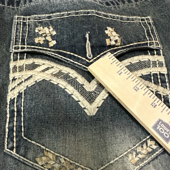 Y2K S2 Mens Wear Patch Embroidery Baggy Jeans  Hip Hop Vintage Blue Jeans 50x31 - Picture 4 of 14